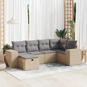 vidaXL Set canapele de grădină cu perne, 6 piese, bej, poliratan