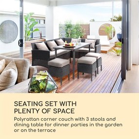 Titania, set de sufragerie, set de grădină, masă și scaune, negru