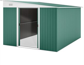 Outsunny Magazie de Gradina cu Ușa Glisantă si Orificii de Aerisire, din Oțel Galvanizat, 345x280,5x169-201cm, Verde | Aosom Romania