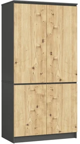 Dulap de haine Sinfin (grafit + stejar artisan). 1117422