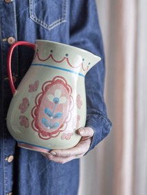 Carafă din ceramică cu motiv floral pictat manual, D17×H24 cm, 3300 ml, „Odina"