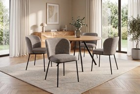 Set 2 scaune stil retro LYON tesatura gri-bej