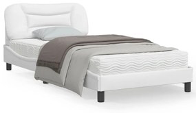 3213914 vidaXL Cadru de pat cu lumini LED, alb, 100x200 cm, piele ecologică