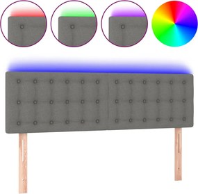 vidaXL Tăblie de pat cu LED, gri închis, 144x5x78/88 cm, textil