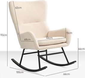 HOMCOM Fotoliu cu balansoar, fotoliu cu șezut de 10 cm grosime, picioare din oțel curbate, bej și negru | Aosom Romania