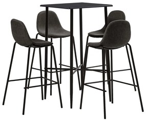 vidaXL Set mobilier de bar, 5 piese, gri închis, material textil