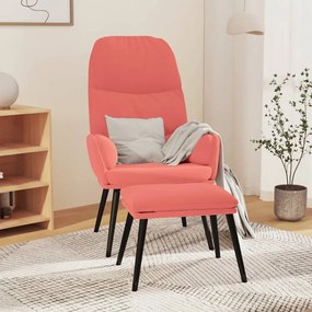 3097357 vidaXL Scaun de relaxare cu taburet, roz, catifea