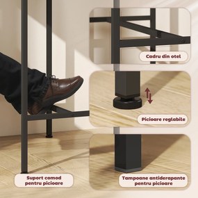 HOMCOM Set Mobilier Bar 3 Piese cu Masă de Bucătărie și 2 Scaune de Bar, Negru și Lemn | Aosom Romania