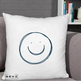 Perna Decorativa Smile Desen Minimalist, 40x40 cm, Alb Pufos, Husa Detasabila, Perna Inclusa, BEKZ®