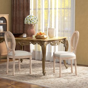 HOMCOM Set de 2 scaune de sufragerie, scaune de bucătărie, design vintage, aspect împletitură Wiener, natural + crem | Aosom Romania