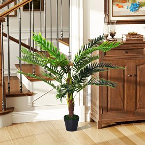 Outsunny Planta Artificiala Palmier Cycas Inaltime 123cm, Planta Artificiala cu Ghiveci Inclus, Decoratiune pentru Casa si Gradina | Aosom Romania