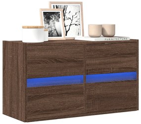 vidaXL Comodă TV de perete cu lumini LED, stejar maro, 80x31x45 cm