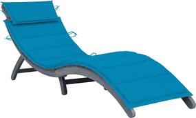 vidaXL Șezlong de grădină cu pernă gri, lemn masiv de acacia