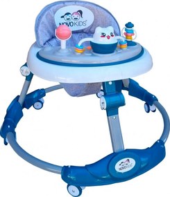 Premergator reglabil in 6 trepte de inaltime NOVOKIDS™ Little Kitty, Cu melodii, Pliabil, Max 20 kg, Roti silentioase, Model Pisicuta, Verde Turquoise