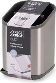 Scurgător de vase argintiu lucios pentru tacâmuri din oțel inoxidabil 11x11,5 cm Duo Steel – Joseph Joseph