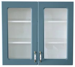 Corp superior vitrina 80 cu 2 usi Zebra MDF albastru drept
