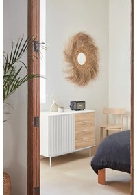 Comodă albă/în culoare naturală joasă cu aspect de lemn de stejar 108x80 cm Sierra – Teulat