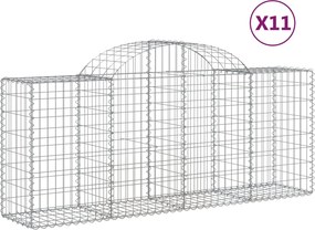 vidaXL Coșuri gabion arcuite 11 buc, 200x50x80/100 cm, fier galvanizat