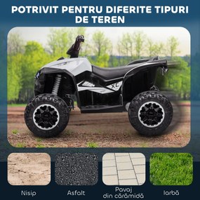HOMCOM ATV Electric pentru Copii, Motocicletă pentru Copii cu Motor Dublu, 2 Viteze, Roți Late și Faruri LED, 83x53x55.5 cm, Alb | Aosom Romania