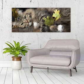 Tablou - Pisica mincinoasă (120x50 cm)