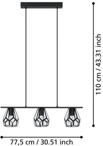 Lustră pe cablu MARDYKE 3xE27/40W/230V Eglo 43644