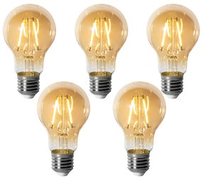 Set 5 becuri E27 dimbare LED lamp A60 goud 3W 250 lm 2200K