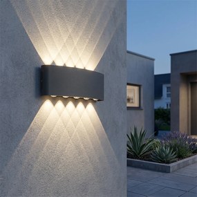 Lampă de perete pentru exterior gri închis incluzând LED 10 lumini IP54 - Silly