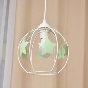 Lustră pe cablu pentru copii STARS 1xE27/15W/230V verde/alb