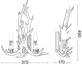 Aplică CHALET 2xE14/40W/230V coarne de cerb Ideal Lux