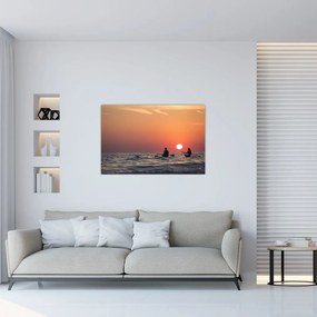 Tablou cu canoiști în apus de soare (90x60 cm)