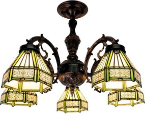 BRILAGI - lustru Tiffany cu vitralii aplicat EMERALD 5xE27/60W/230V diam. 60 cm