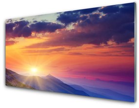 Tablou pe sticla Sun Munții Peisaj Multi