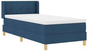 vidaXL Pat cu Saltea cu Arcuri albastru 100 x 200 cm țesătură