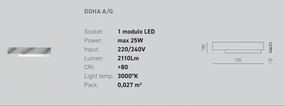 Aplica de perete LED DOHA A otel, alb, negru sau gri dove
