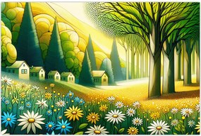 Tablou - Sat în galben-verde (90x60 cm)