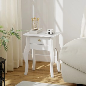 HOMCOM Măsuță de Living cu Sertar în Stil Francez 45x35x55 cm, Alb | Aosom Romania
