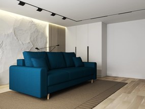 Canapea extensibilă dumonde cu ladă de depozitare si sezut confortabil din spuma high-density, Kronos Enjoy Petrol 210x100 cm