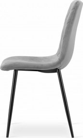 Scaun de catifea gri TURIN cu picioare negre