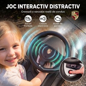 AIYAPLAY Mașinuță de Împins pentru Copii cu Licență Porsche, Claxon, Faruri și Sunet de Pornire, PP, Negru | Aosom Romania