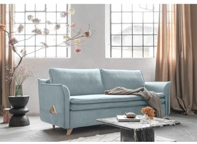 Canapea albastru-deschis extensibilă cu tapițerie din catifea 225 cm Charming Charlie – Miuform