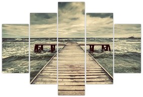 Tablou cu dig din lemn la mare (150x105 cm)