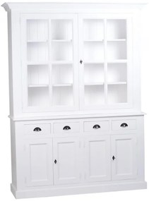 Vitrina, alb, din lemn de pin, dubla, aspect vintage, Classic