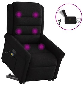 vidaXL Fotoliu electric de masaj rabatabil cu ridicare, negru, textil