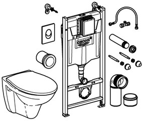 Pachet WC 4 in 1 Grohe Solido Compact, cu ceramica, suspendat, elemente montaj - 39116000