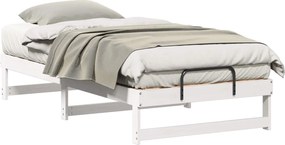 vidaXL Cadru de pat Alb 90 x 190 cm Lemn de pin masiv