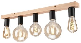 Plafonieră neagră/în culoare naturală - LAMKUR