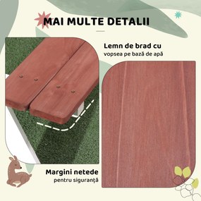 Outsunny Set Masă de Picnic pentru Copii, Masă și Băncuțe din Lemn, Mobilier de Grădină pentru Copii, Jocuri de Exterior, Vârsta 3-8 Ani, Maro | Aosom Romania