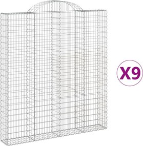 vidaXL Coșuri gabion arcuite,9 buc., 200x30x220/240cm, fier galvanizat