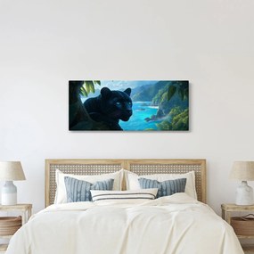 Tablou - Pantera neagră în junglă (120x50 cm)