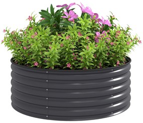 Outsunny Pat de flori, ghiveci de plante din oțel galvanizat cu margini de siguranță, cutie de plante cu bază deschisă, 120 x 120 x 43 cm, Gri Închis | Aosom Romania